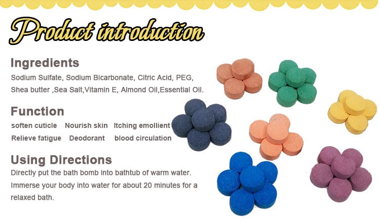 colorful natural bath tablet