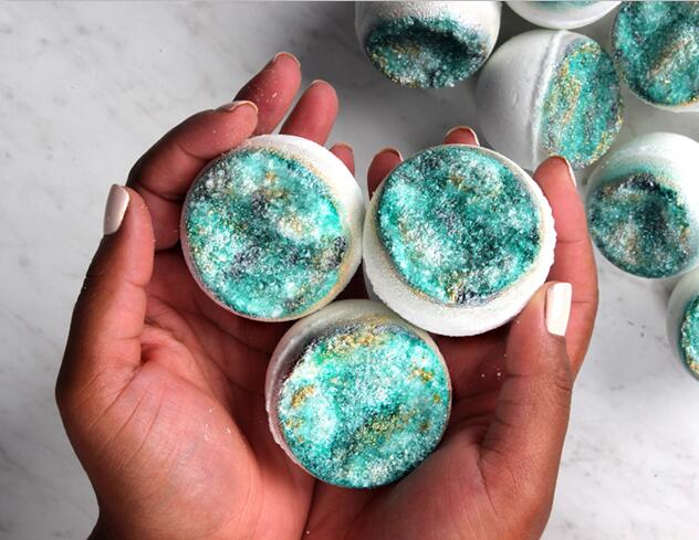 green natural bath bombs